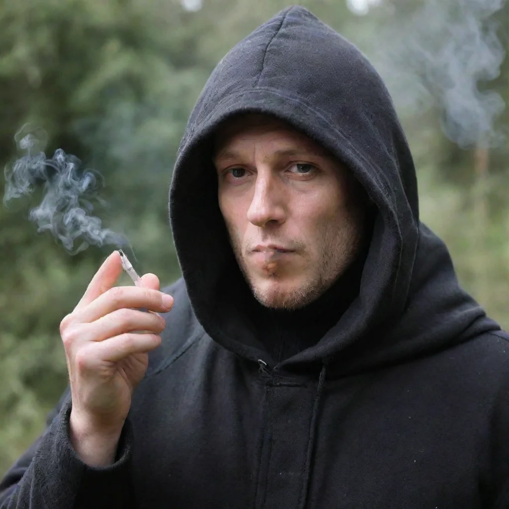 aiamazing a hooded man smoking a thermometer awesome portrait 2