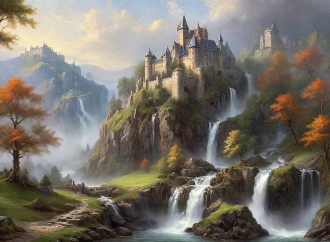aiamazing a landscape with waterfall and a castle awesome portrait 2 landscape43