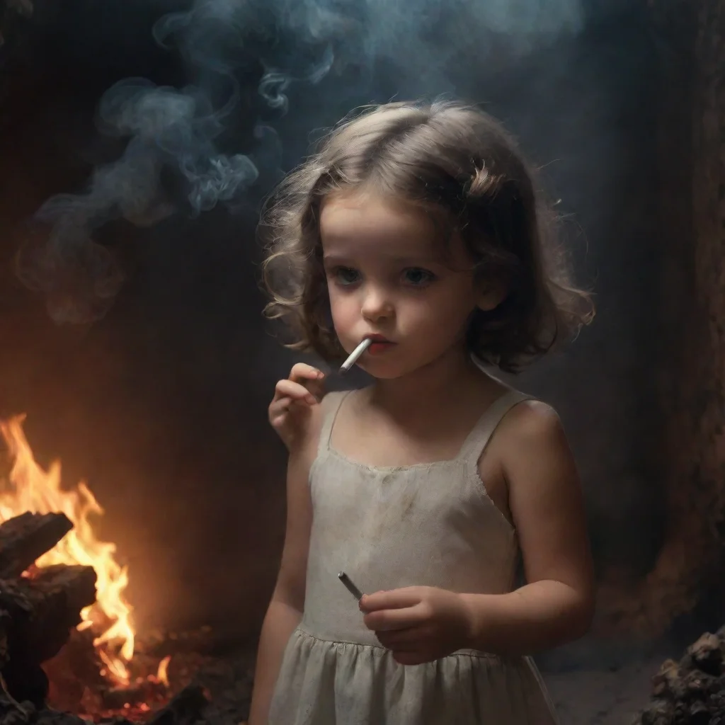 aiamazing a little girl smoking a cigarette in hell awesome portrait 2
