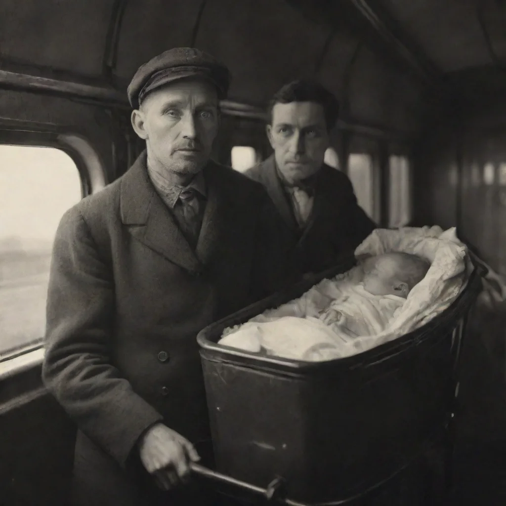 aiamazing a man leaving a newborn baby in a buggy on a scary train awesome portrait 2
