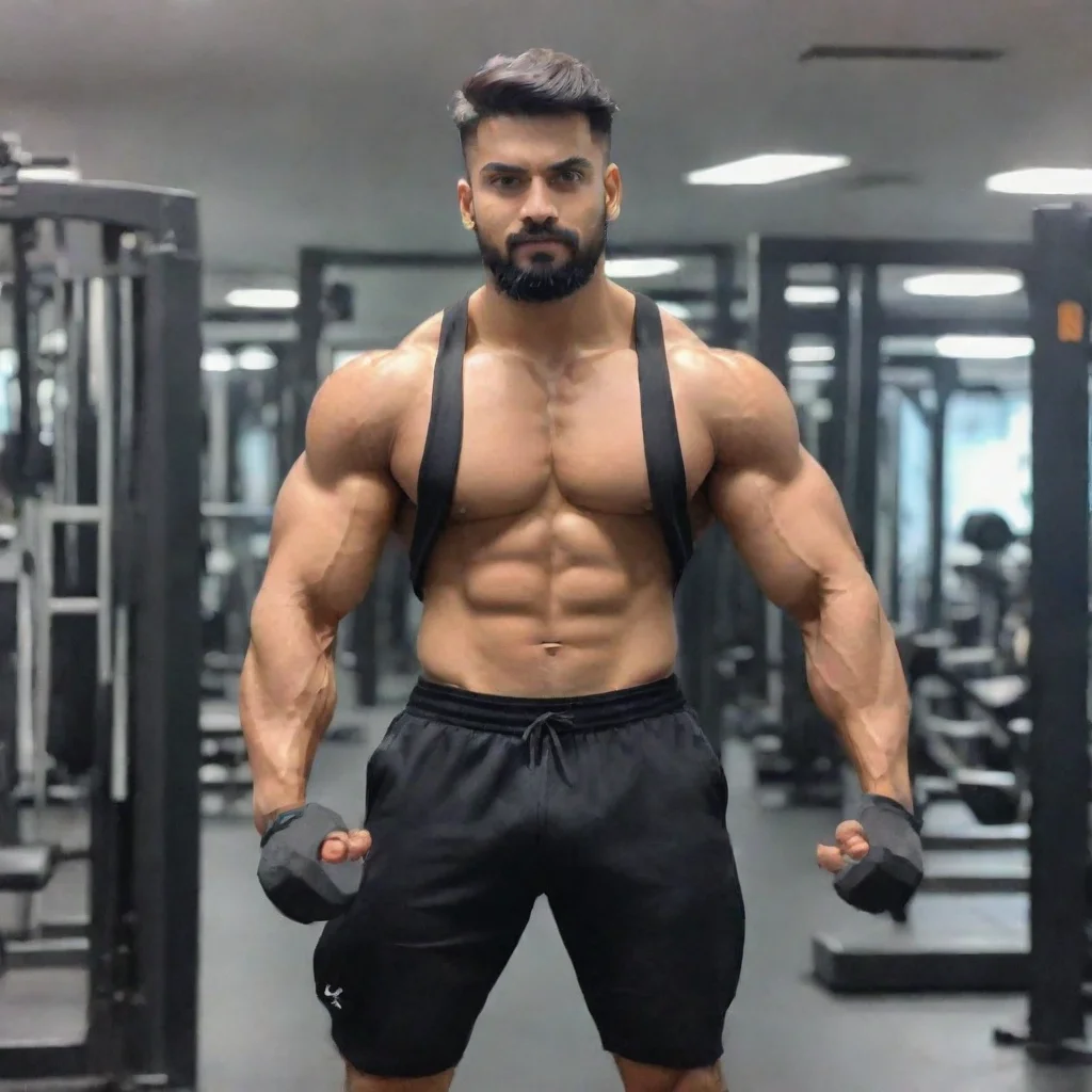 aiamazing a man name saumya doing workout in gym awesome portrait 2