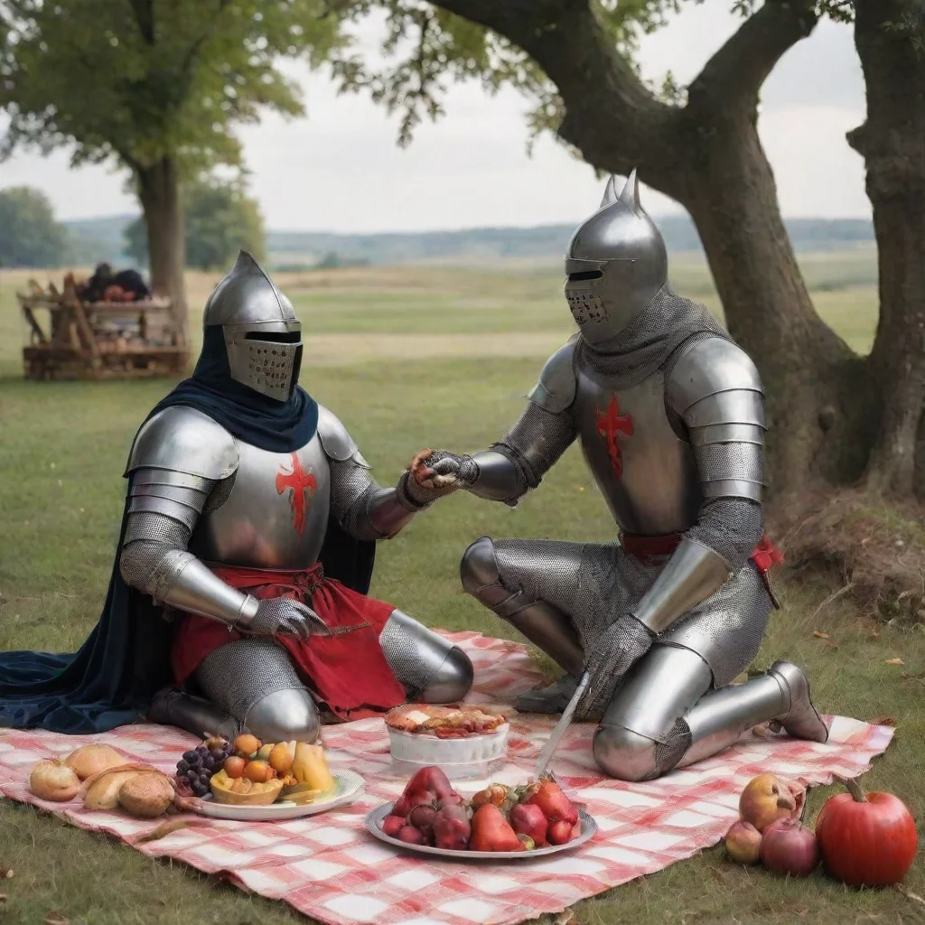 aiamazing a medieval knight and the devil having a picnic awesome portrait 2