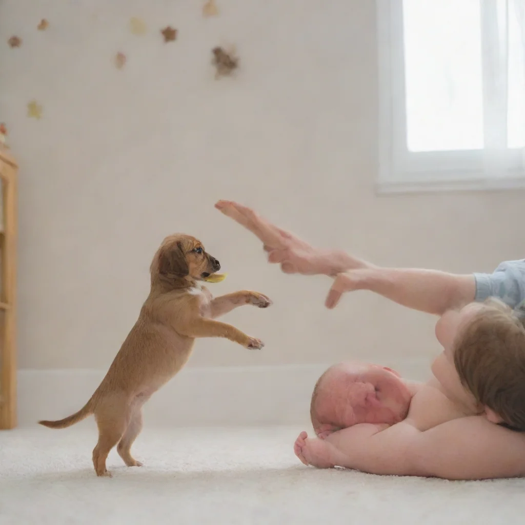 aiamazing a newborn baby being thrown at a dog awesome portrait 2