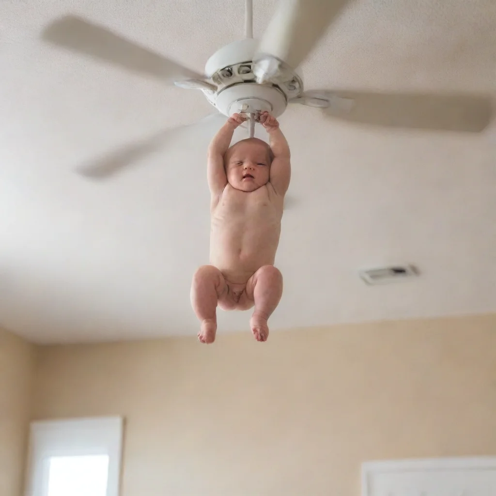 aiamazing a newborn baby hanging from a ceiling fan awesome portrait 2