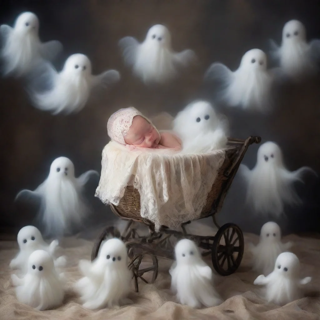 aiamazing a newborn baby in a buggy surrounded by ghosts  awesome portrait 2