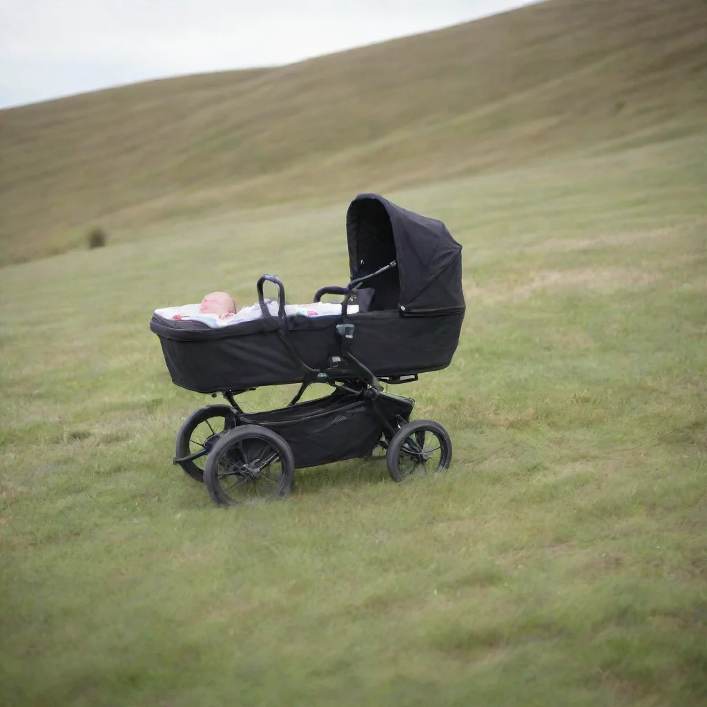 aiamazing a newborn baby in a pram rolling down a hill awesome portrait 2