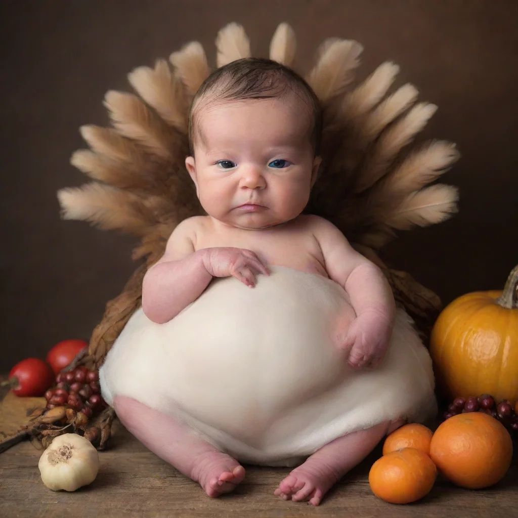 aiamazing a newborn baby servered as a turkey on a table awesome portrait 2