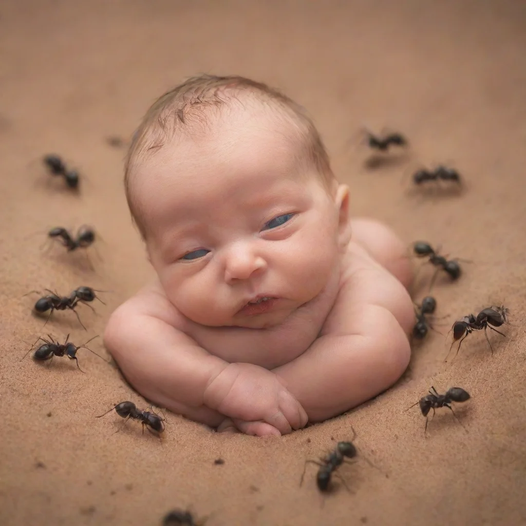 aiamazing a newborn baby surrounded by ants awesome portrait 2