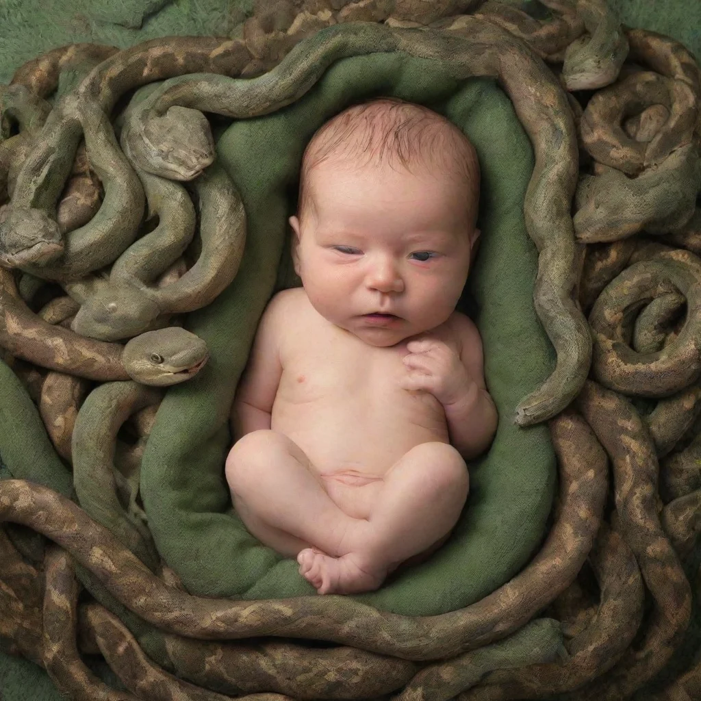 aiamazing a newborn baby surrounded by snakes awesome portrait 2