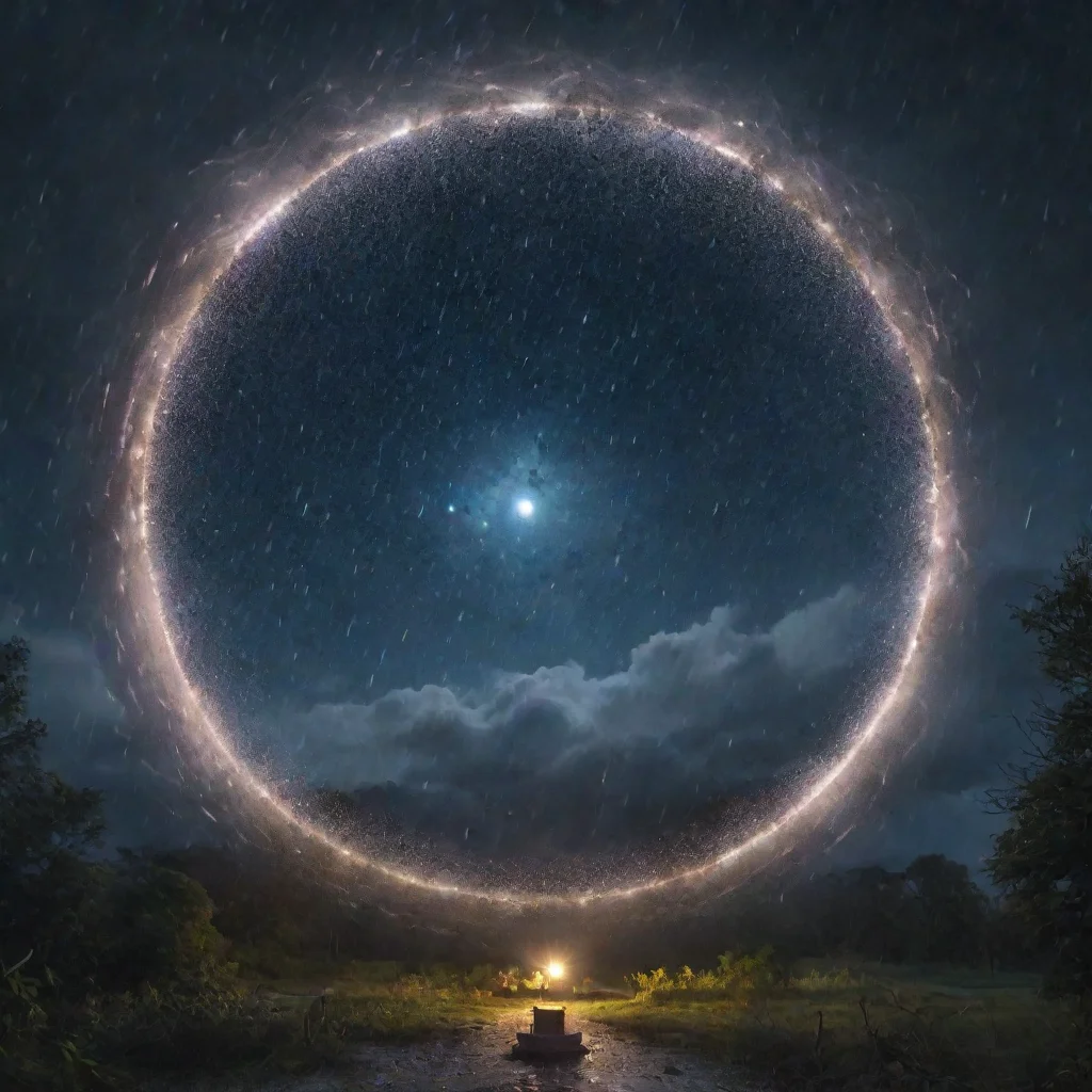 aiamazing a night sky that has a huge magic circle that rain lights across the world awesome portrait 2