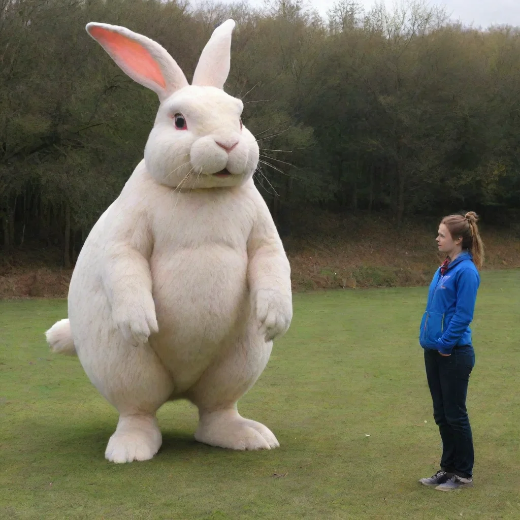 aiamazing a person standing next to a giant rabbit awesome portrait 2