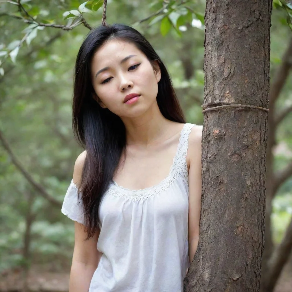 aiamazing a pretty chinese girl hanged herself on a tree.she died and closed her eyes awesome portrait 2