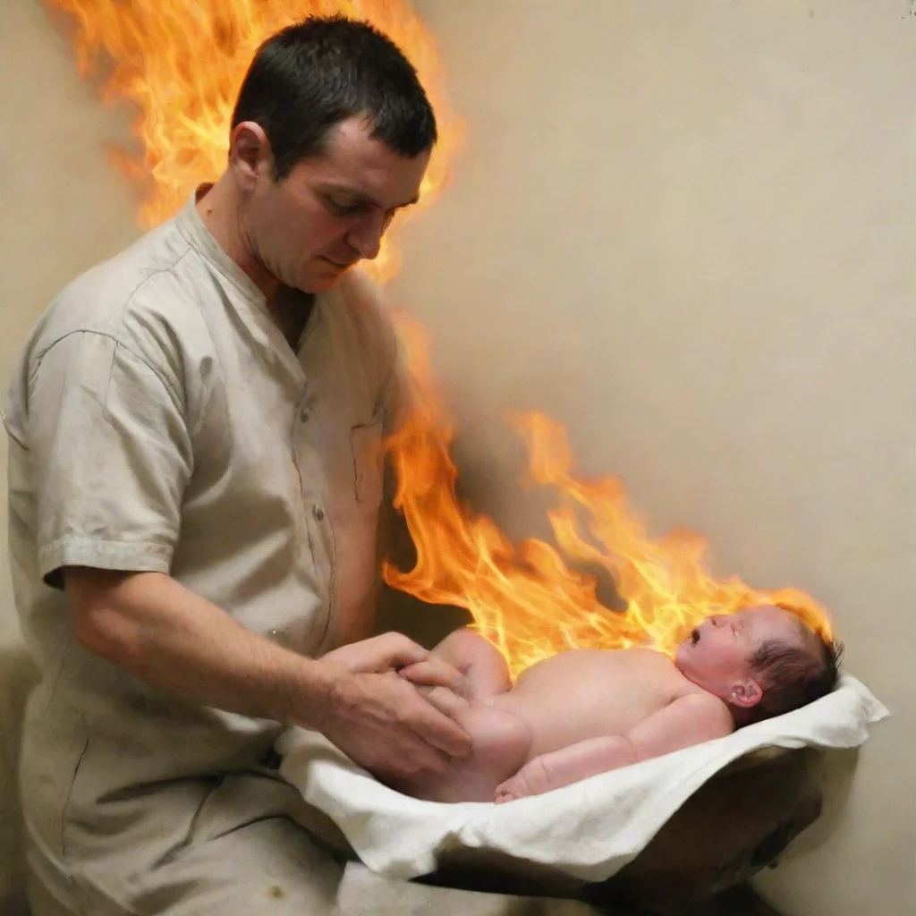 aiamazing a prisoner setting a newborn baby on fire awesome portrait 2