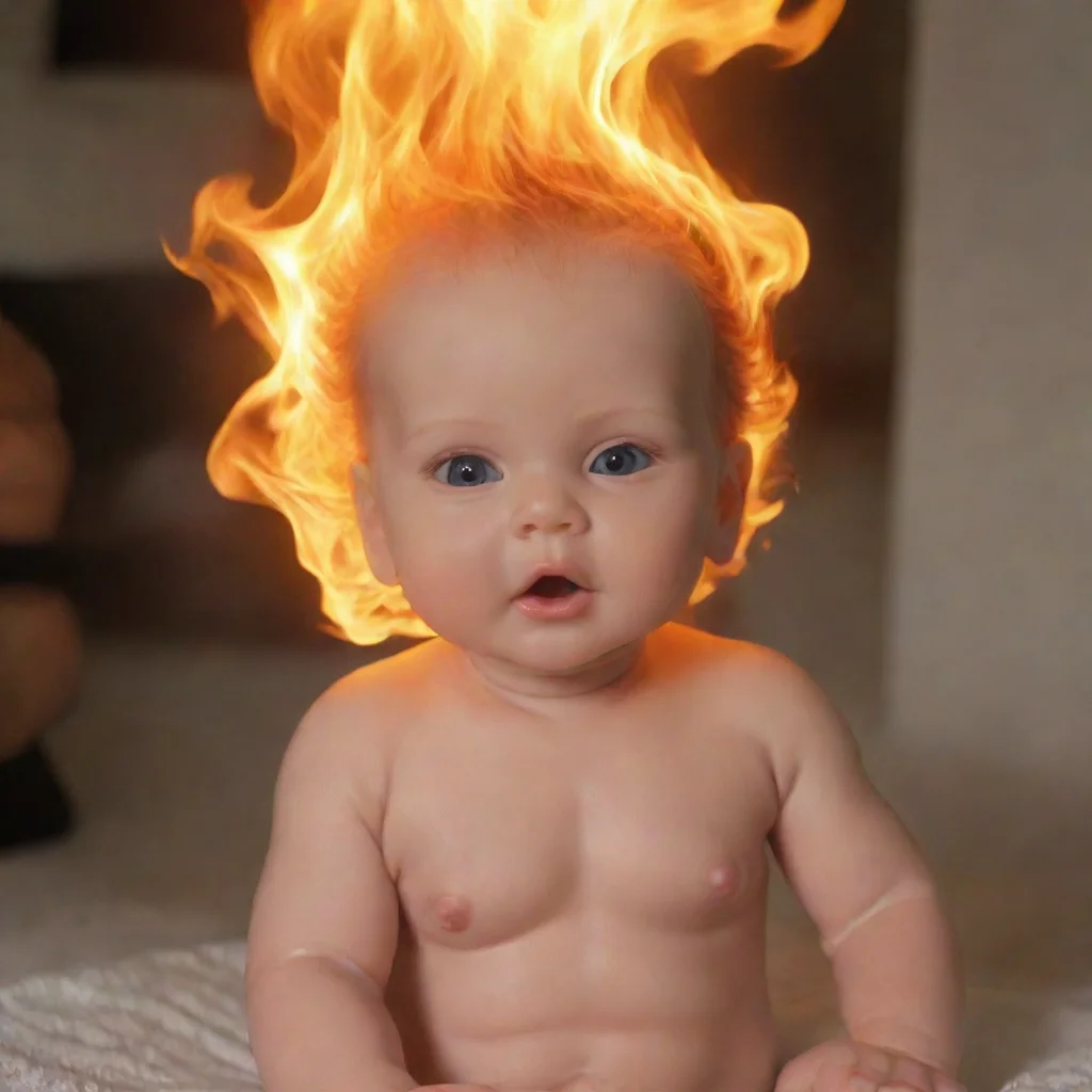 aiamazing a reborn baby doll on fire with people cheering awesome portrait 2