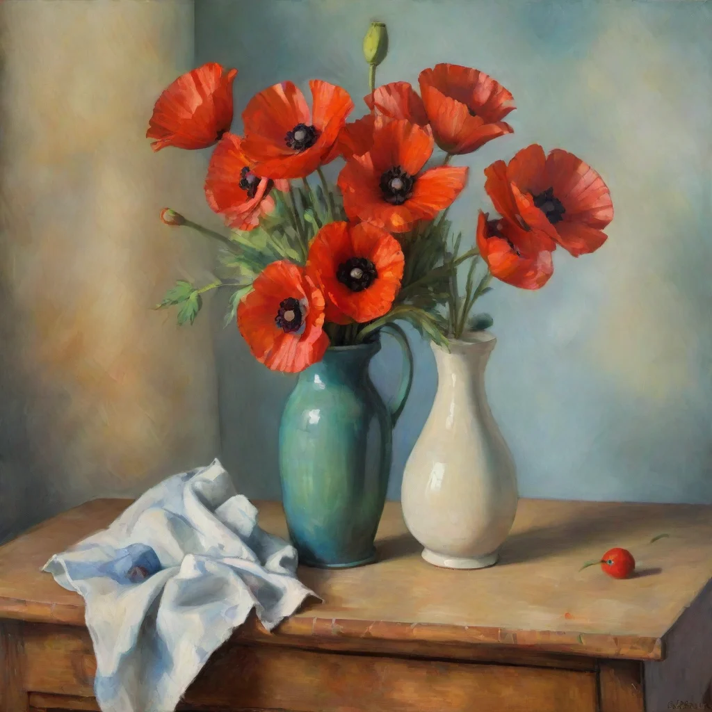 amazing a still life with poppies in the style of cezanne awesome portrait 2