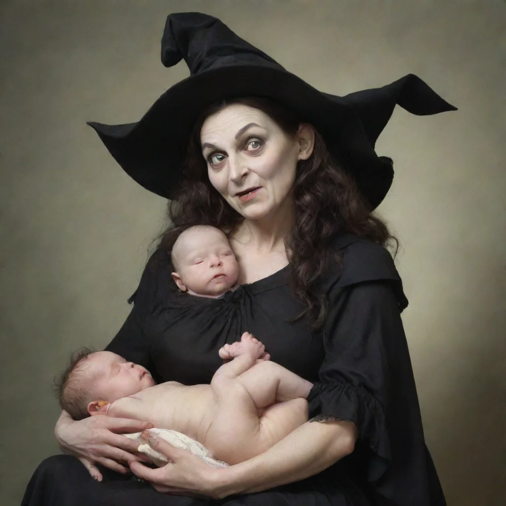 aiamazing a ugly witch taking a newborn baby from its mother awesome portrait 2