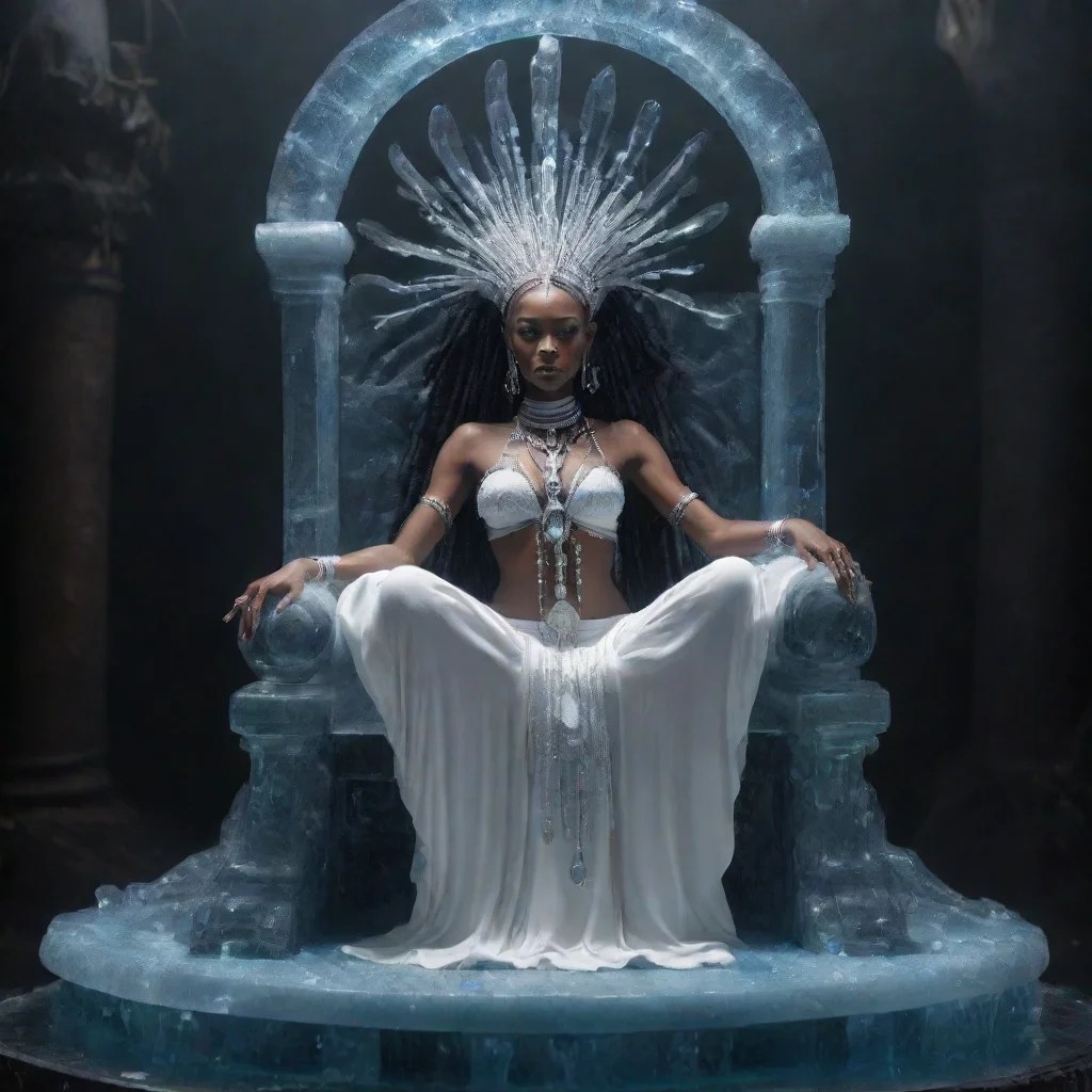 aiamazing a voodoo priestess of silence on a fluid throne so clean and clear with technical crystals floating ar 1812 awesome portrait 2