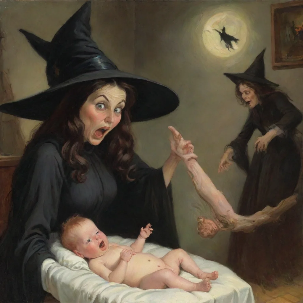 aiamazing a witch scaring a newborn baby awesome portrait 2
