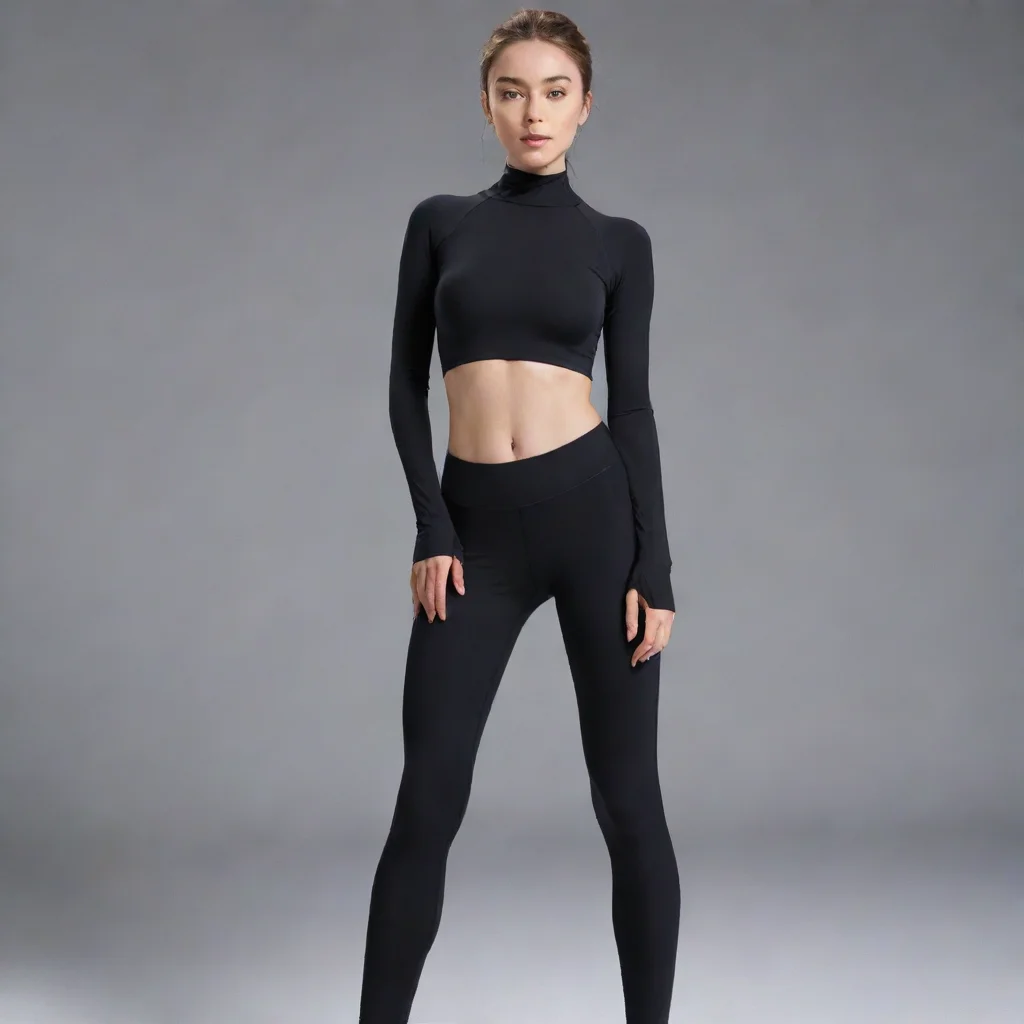 aiamazing a woman in form fitting black spandex awesome portrait 2