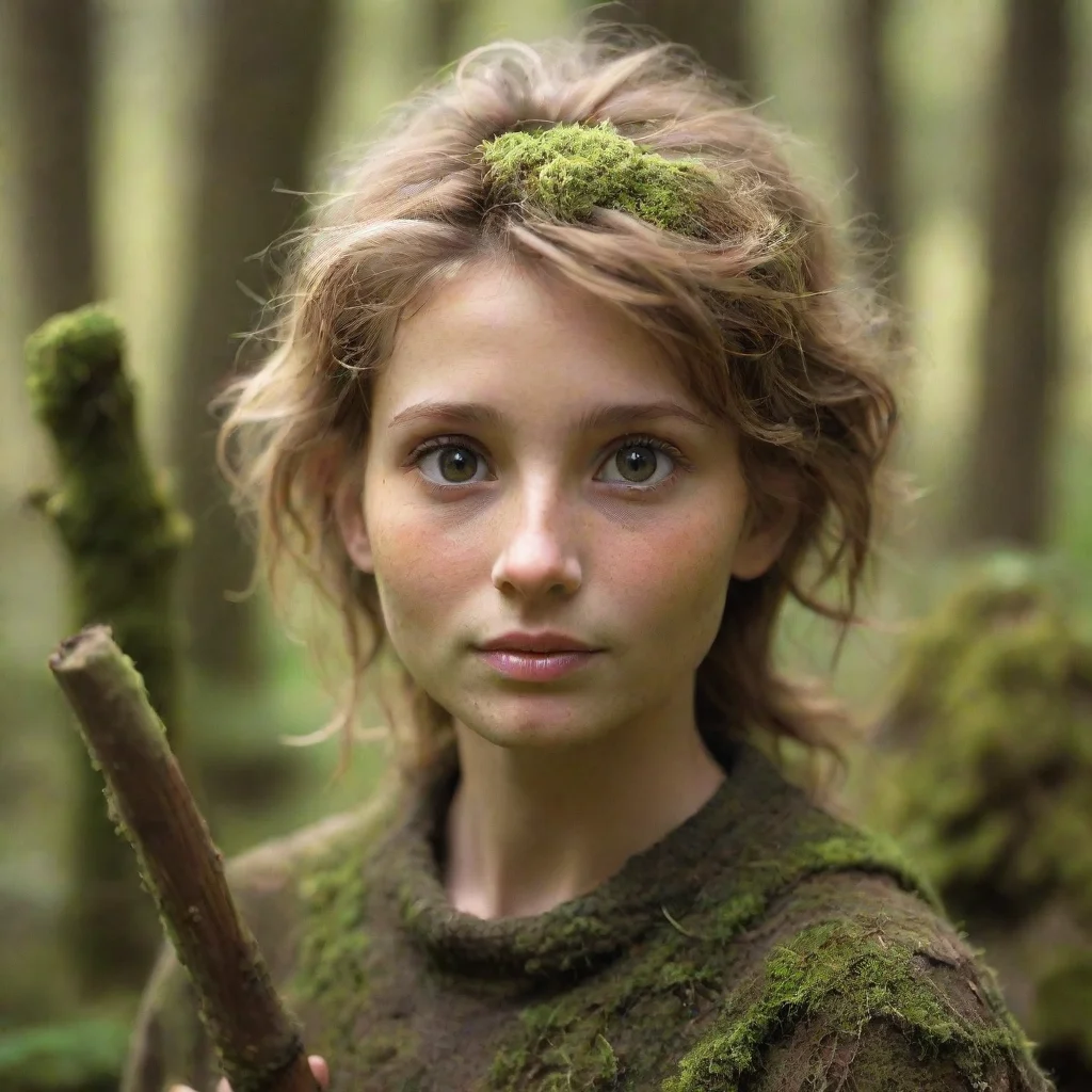aiamazing a wooden stick that is light brown and not straight and has moss on it awesome portrait 2