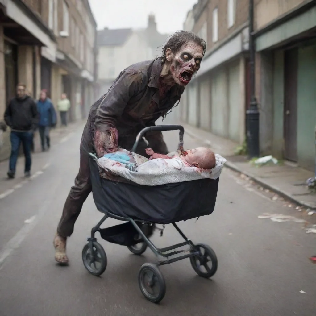 aiamazing a zombie chasing a newborn baby in a pram awesome portrait 2