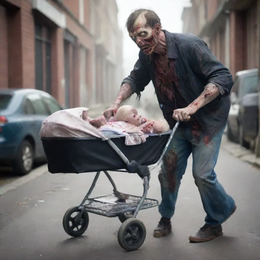 aiamazing a zombie pushing a newborn baby in a pram awesome portrait 2