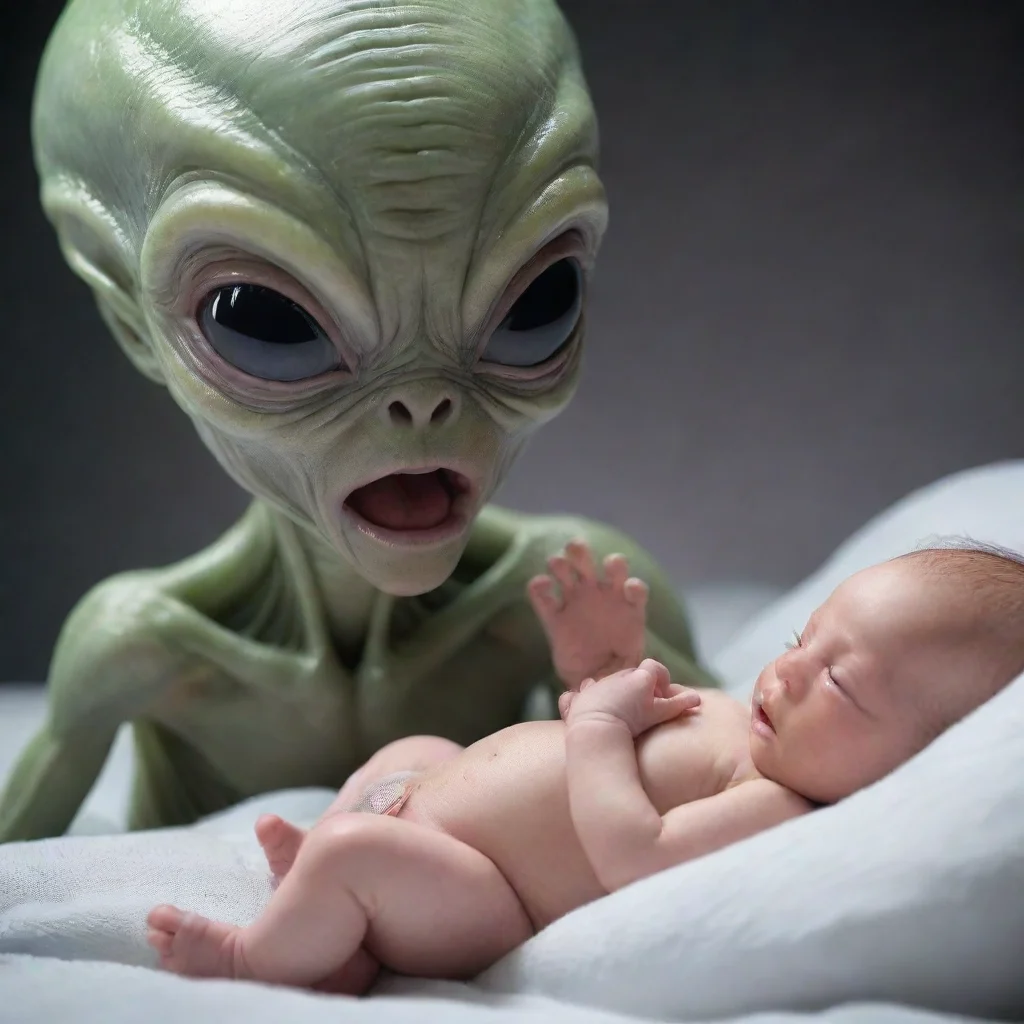 amazing alien probing a newborn baby awesome portrait 2