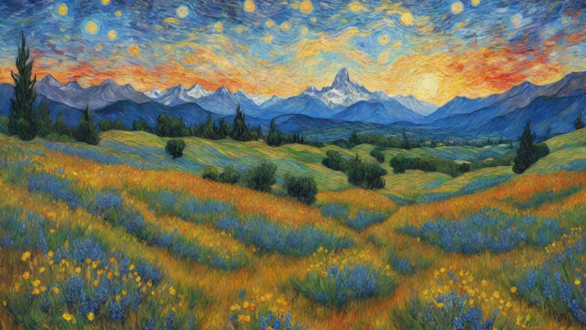 aiamazing amazing scenery wildflowers on mountain van gogh wow star awesome portrait 2 wide