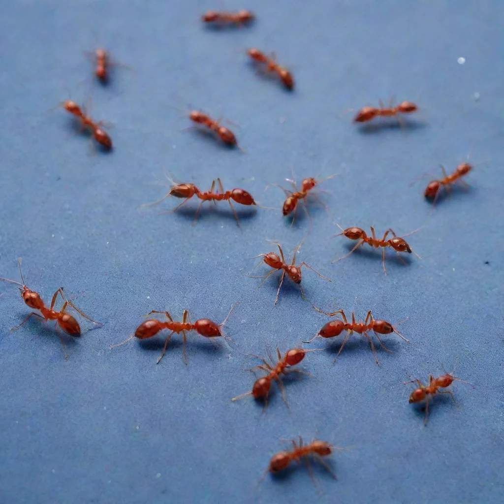 aiamazing an army of red ants on blue sand awesome portrait 2