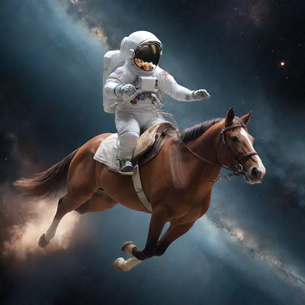 aiamazing an astronaut riding a horse in space awesome portrait 2
