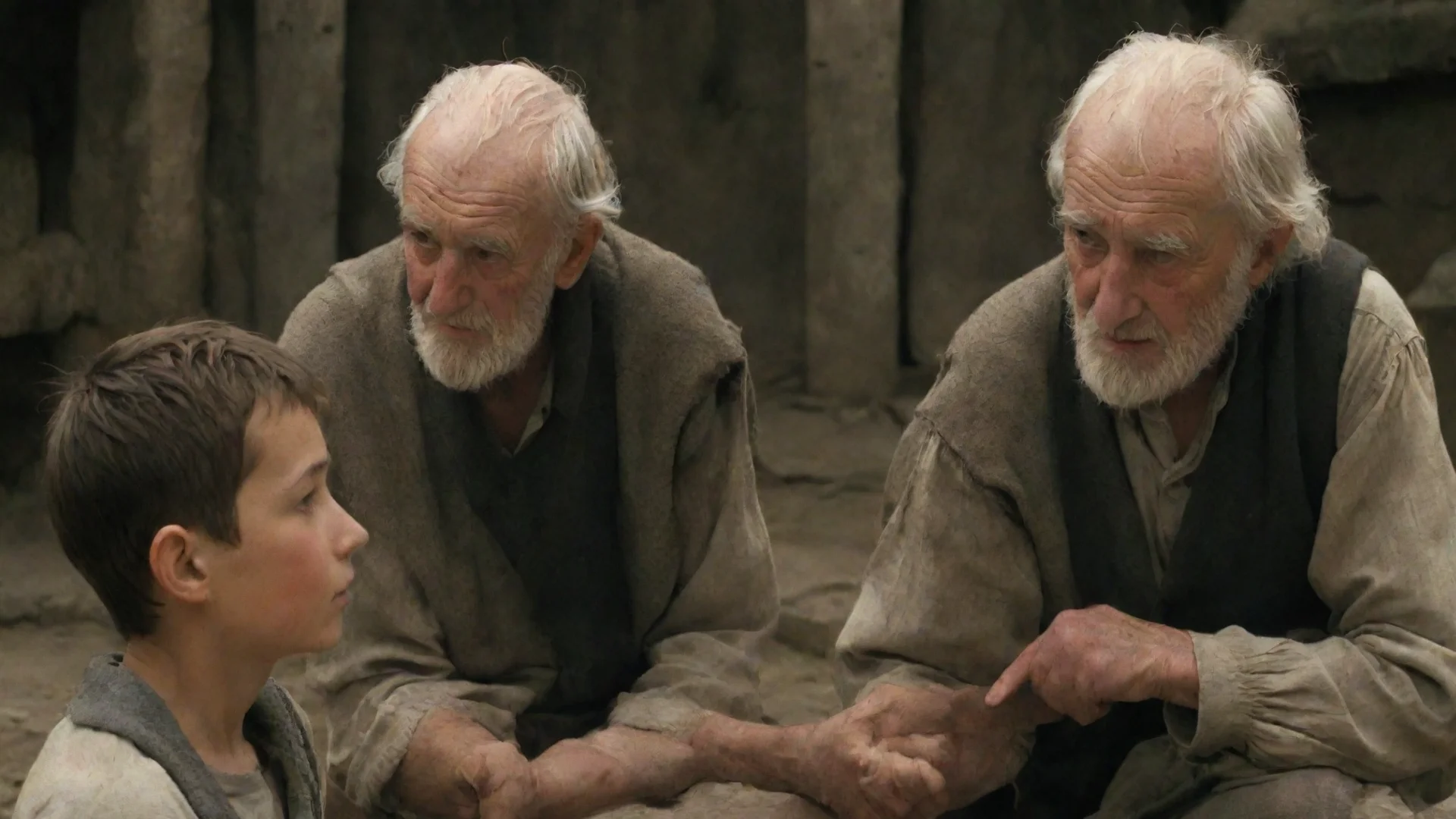 amazing an old man advising a boy  awesome portrait 2 wide