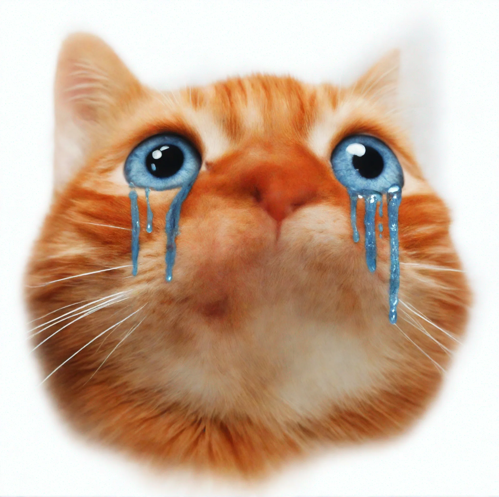 aiamazing an orange cat is crying blue tears down its face awesome portrait 2