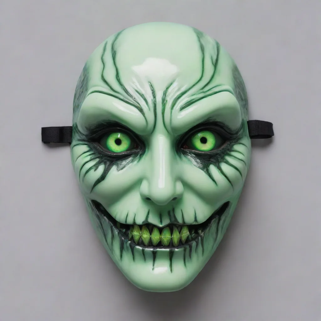 aiamazing an sinister mask with glowing green eyes and a porcelain finish awesome portrait 2