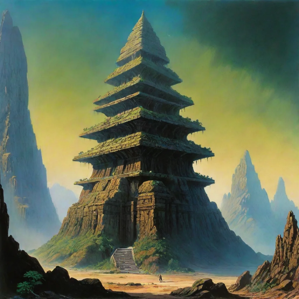 aiamazing ancient super alien world scifi temple plant life chris foss jack kirby awesome portrait 2