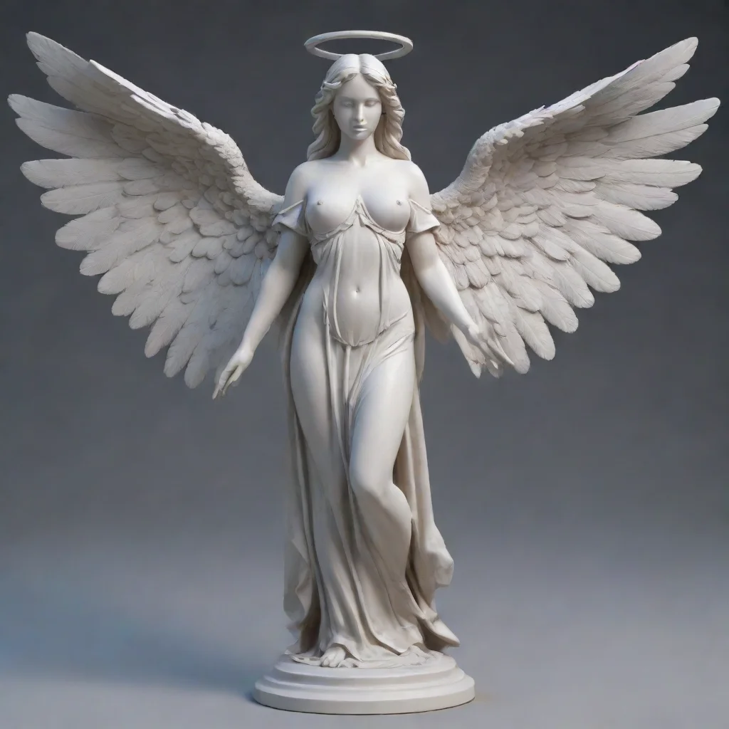 aiamazing angel 3d model statue with symmetrical wings  awesome portrait 2