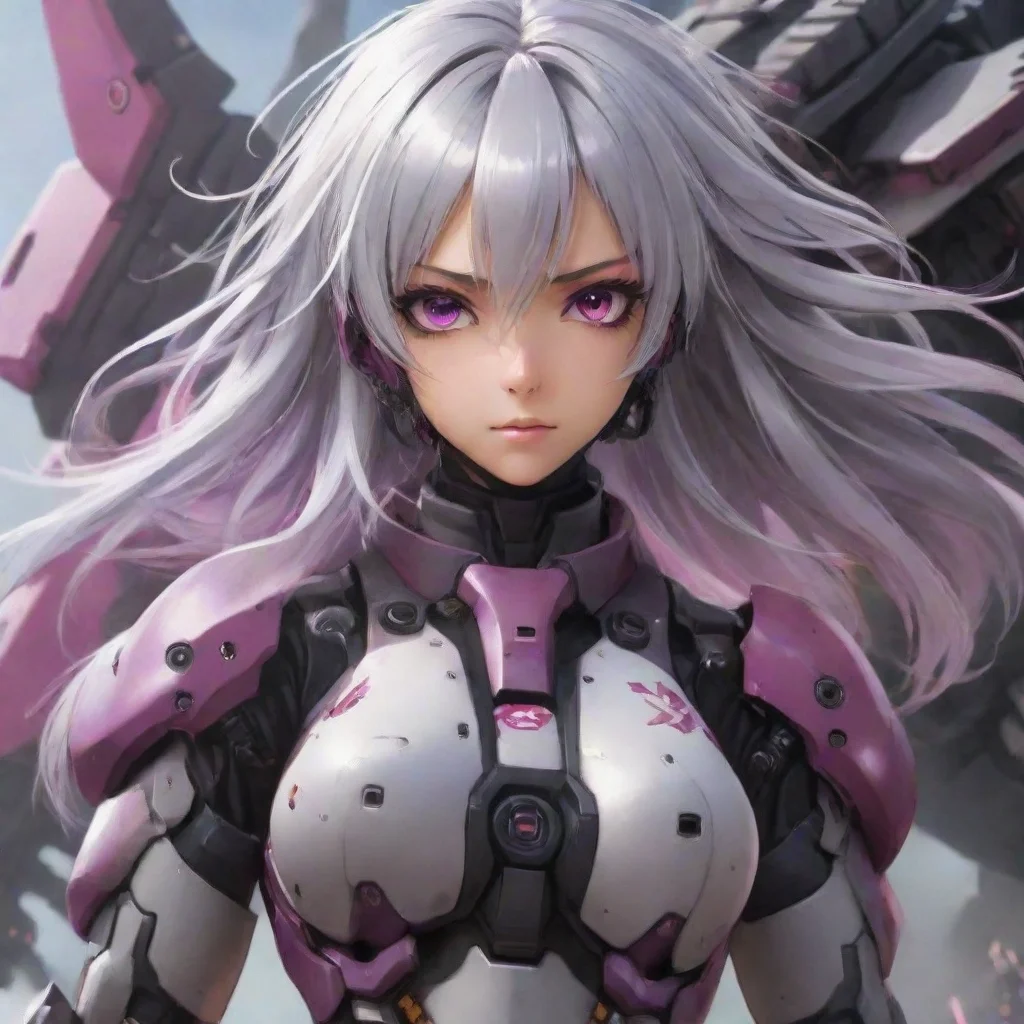 aiamazing anime girl silver hair dark fuchsia eyes mecha pilot combat awesome portrait 2