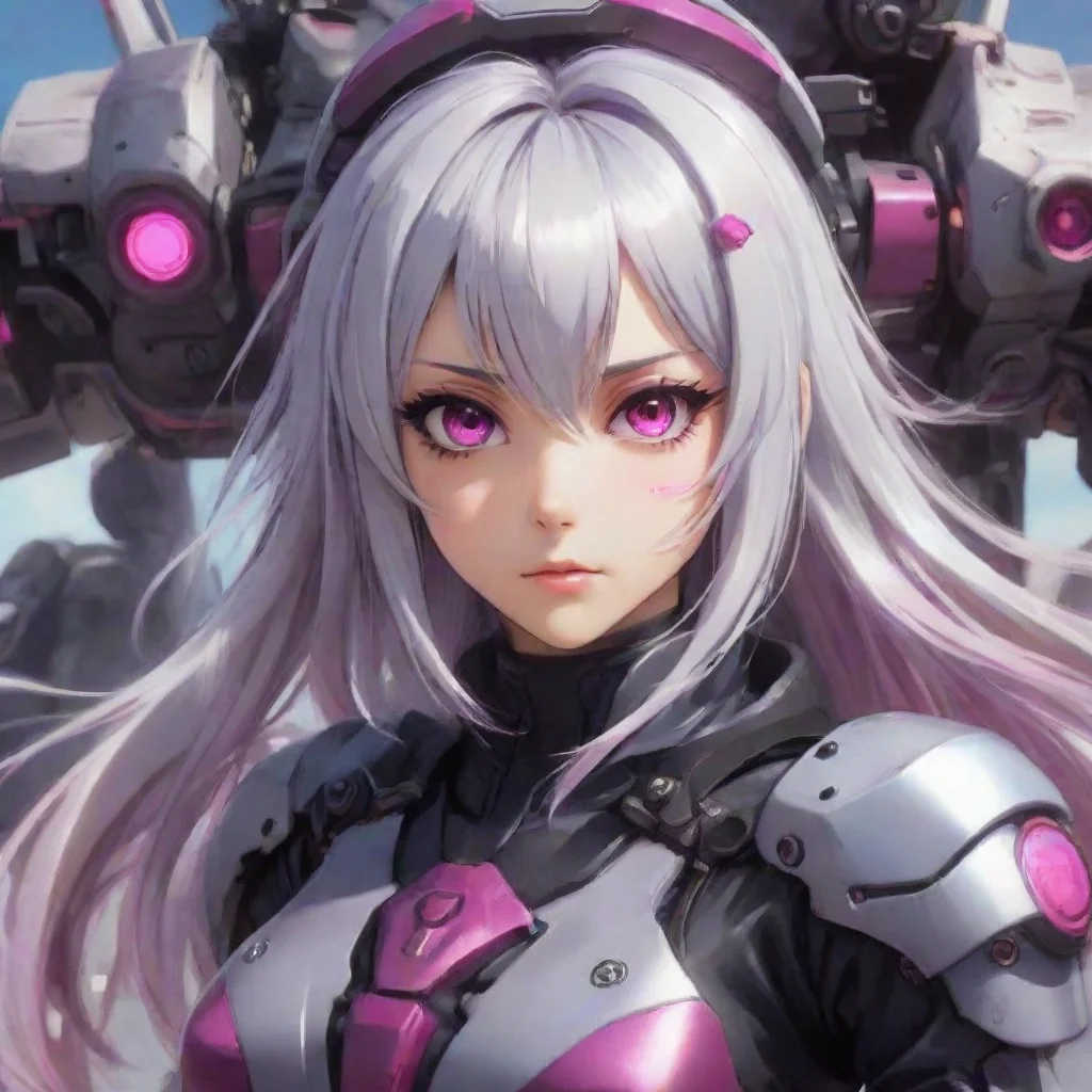 aiamazing anime girl silver hair magenta eyes mecha pilot warzone awesome portrait 2