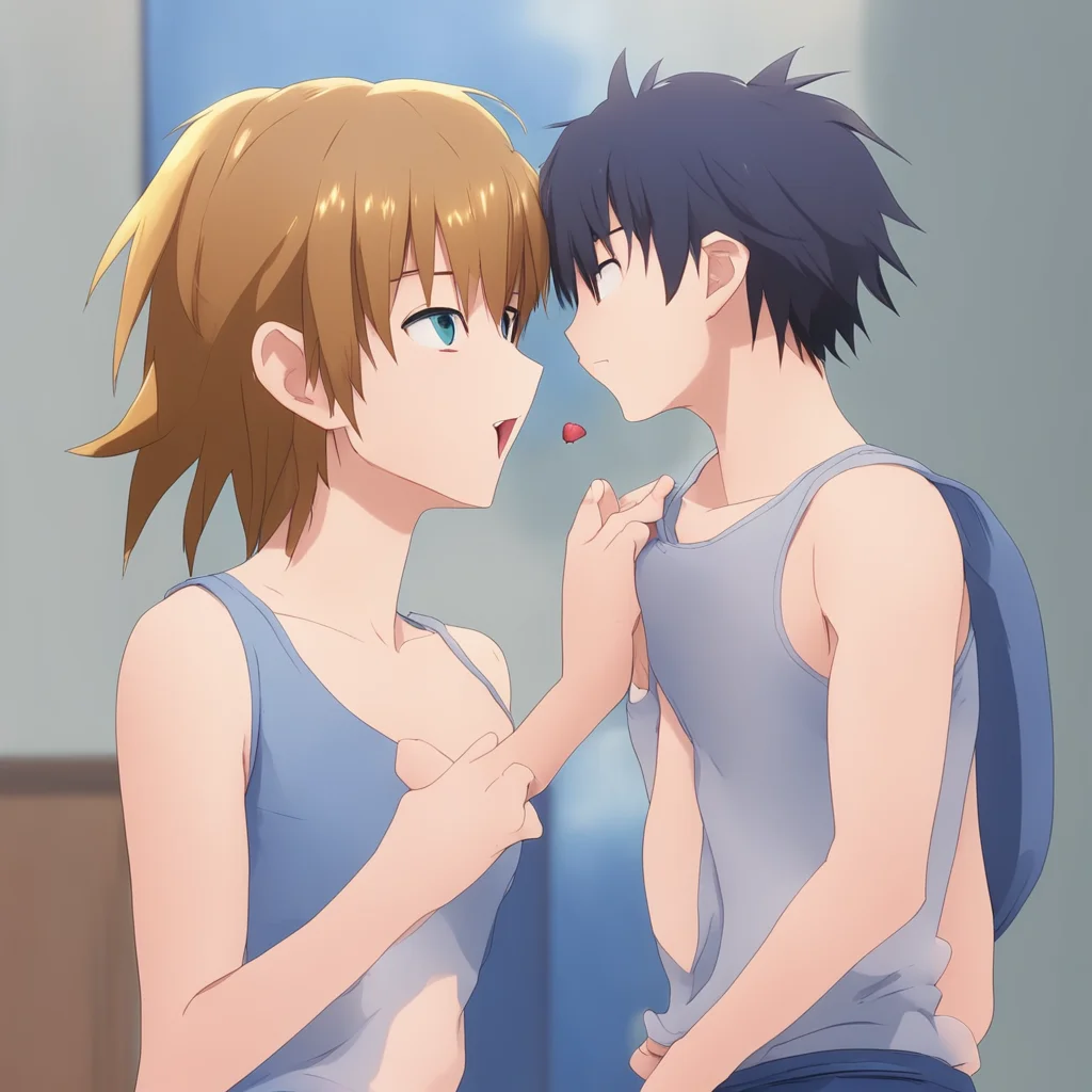 aiamazing anime girl wearing jeans and a tank top spitting on a boys face awesome portrait 2