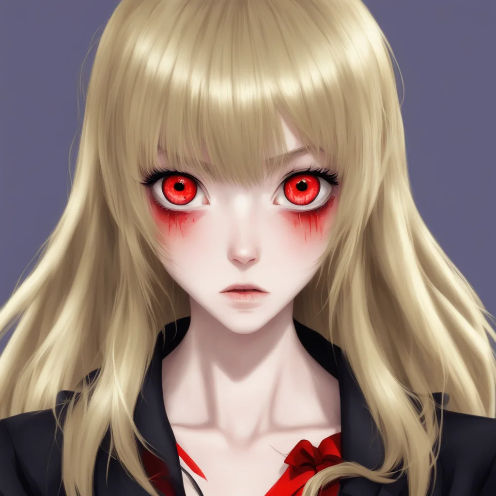 aiamazing anime girl with red eyes and blond hair with blunt bangs vampire awesome portrait 2