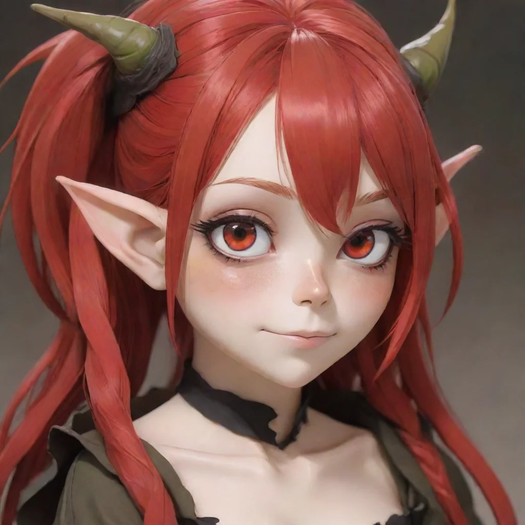 aiamazing anime goblin girl with red hair awesome portrait 2