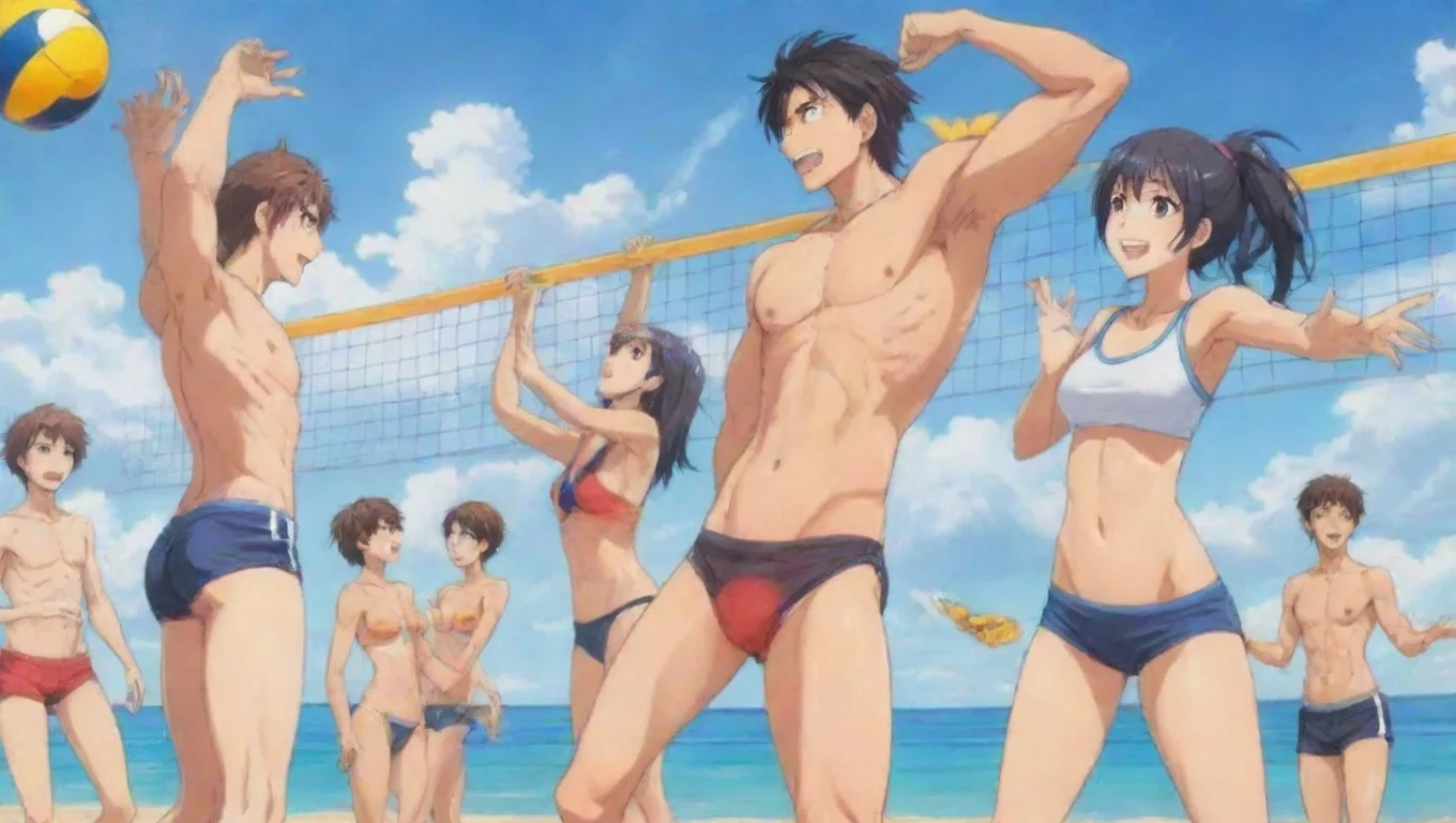 aiamazing anime guys and girls playing beach volleyball awesome portrait 2 widescreen