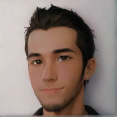 aiamazing anime man smile friendly calm dark hair brown eyes clear wow awesome portrait 2