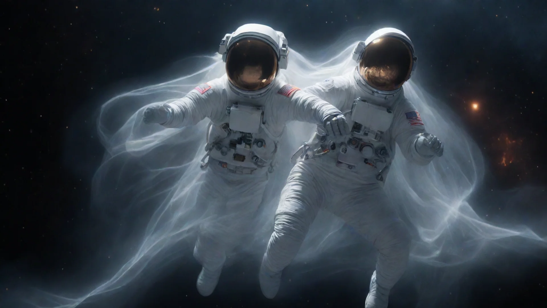 aiamazing astronaut falling in space surrounded by glowing veil realistic awesome portrait 2 hdwidescreen