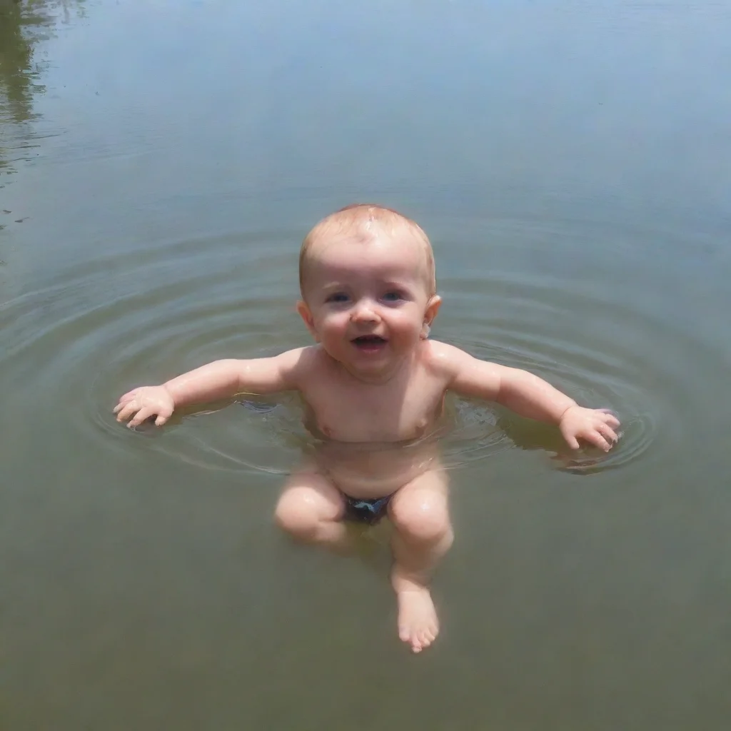 aiamazing baby drowning in a lake awesome portrait 2
