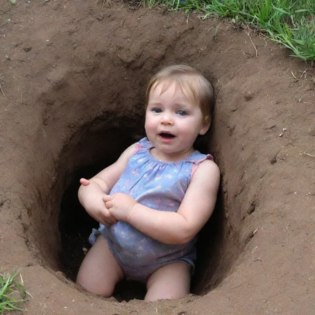 amazing baby girl falls down a deep hole awesome portrait 2