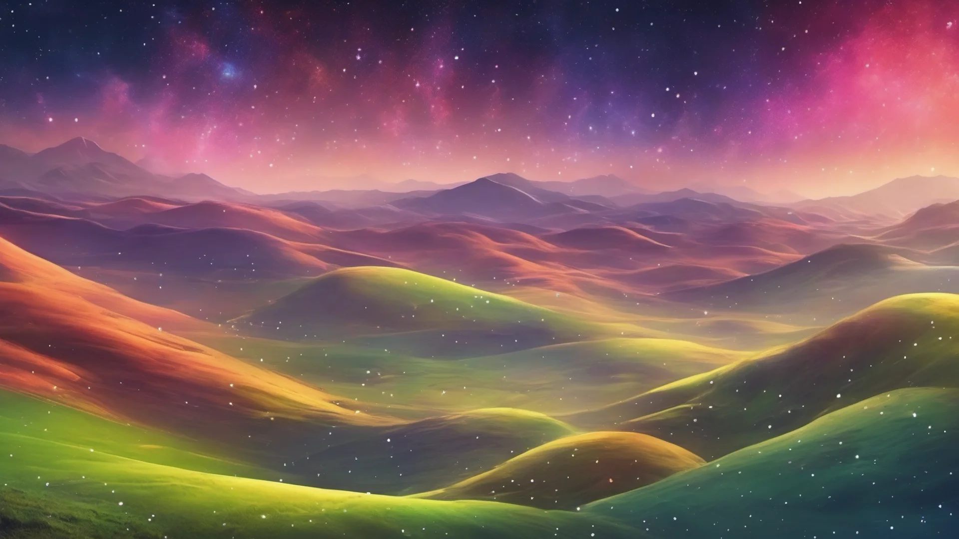 aiamazing background gentle rolling hills valleys colorful fantasy universe stars confident engaging wow artstation art 3 wide