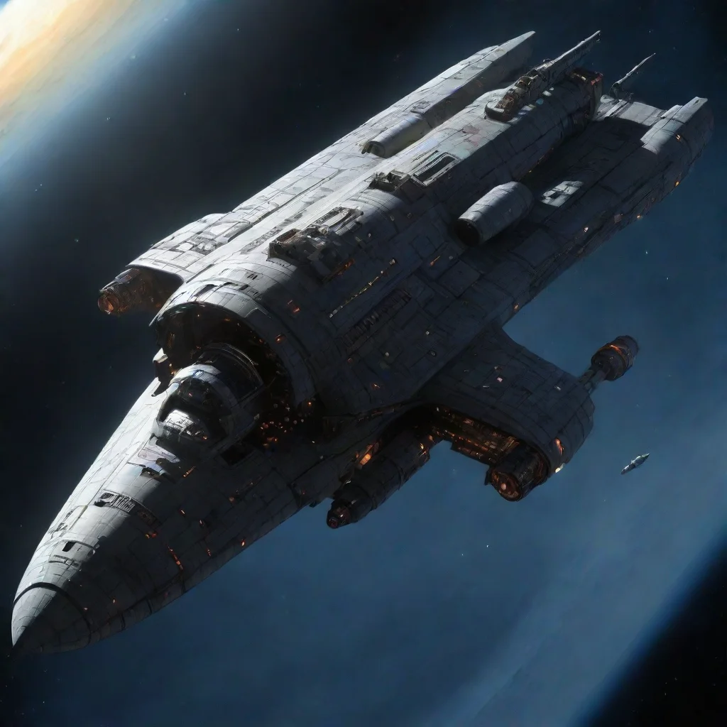 aiamazing battle cruiser space ship in deep space long tube shaped military looking style like chris foss style like the expanse s awesome portrait 2