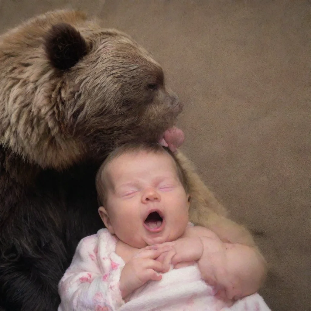 amazing bear licks newborn baby  awesome portrait 2