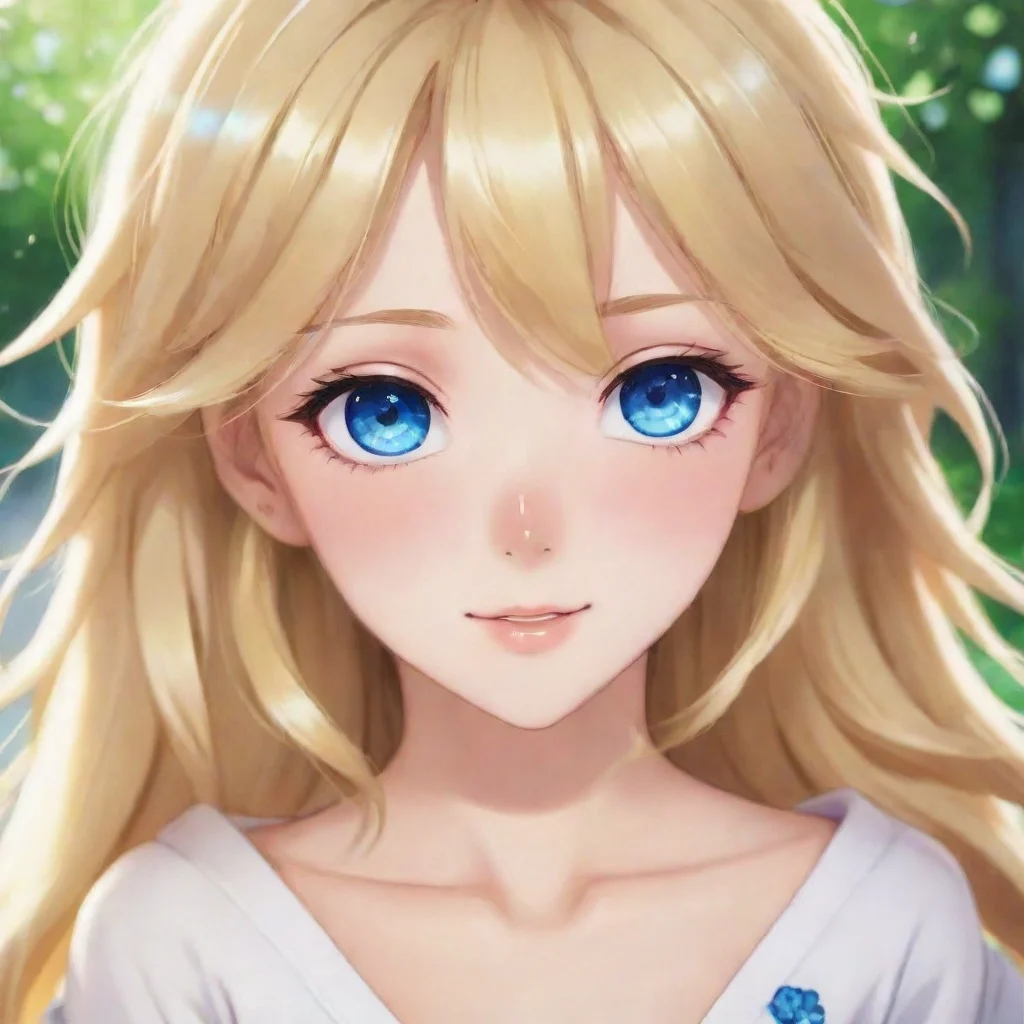 aiamazing beautiful anime with blonde hair and blue eyes happy awesome portrait 2