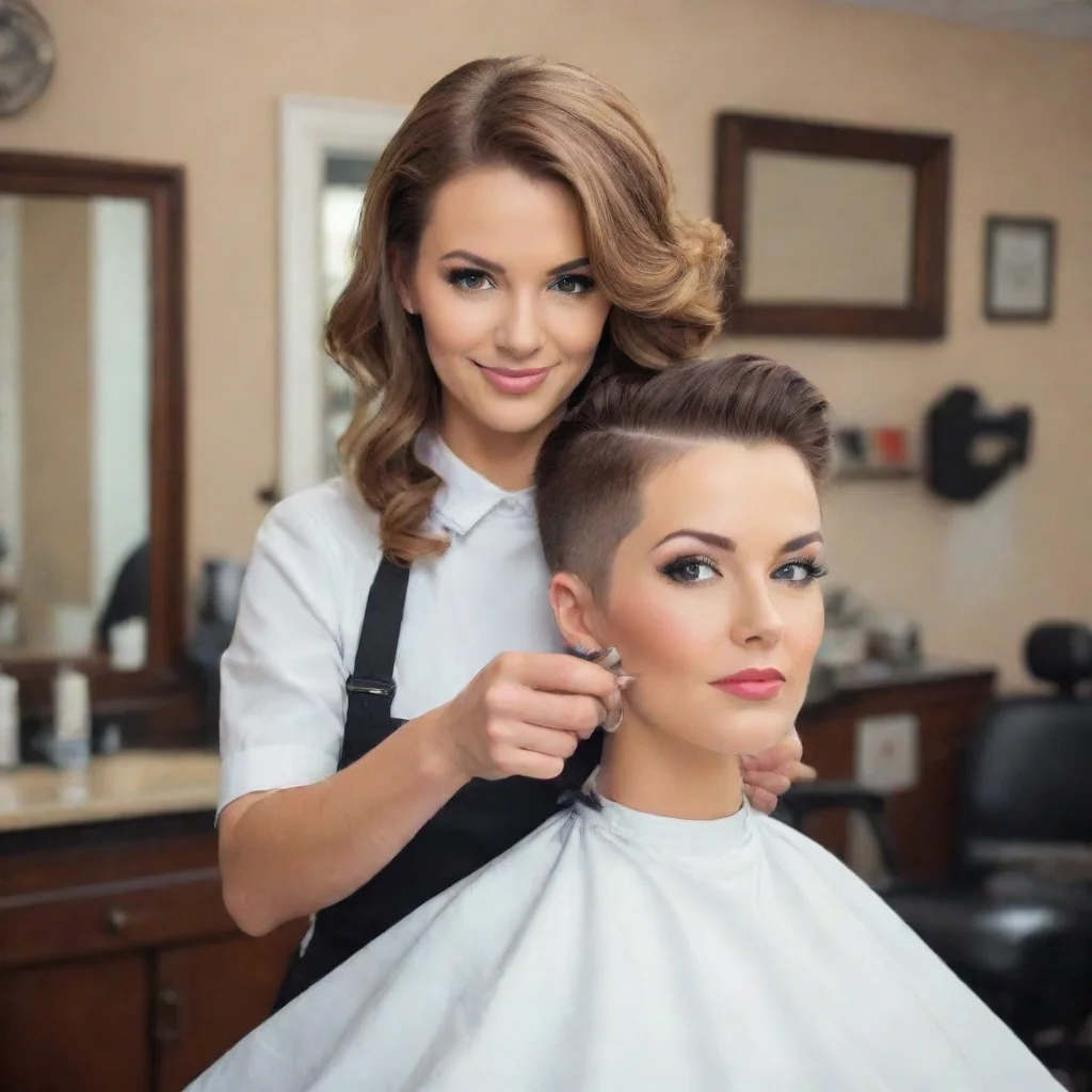 aiamazing beautiful female barber awesome portrait 2
